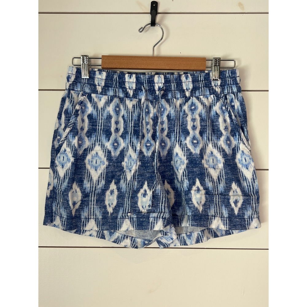 Tommy Bahama Linen Women's XS Blue White Drawstring Shorts quiet luxury boho
